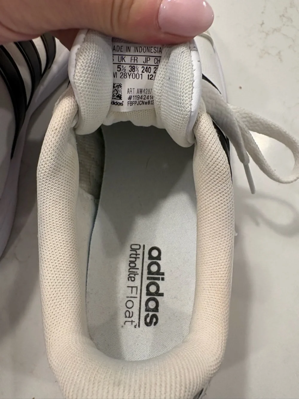 Adidas White Sneakers with Black Three Stripes - Picture 4 of 7